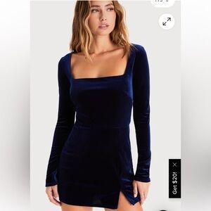 Lulu's Navy Velvet Jumpsuit